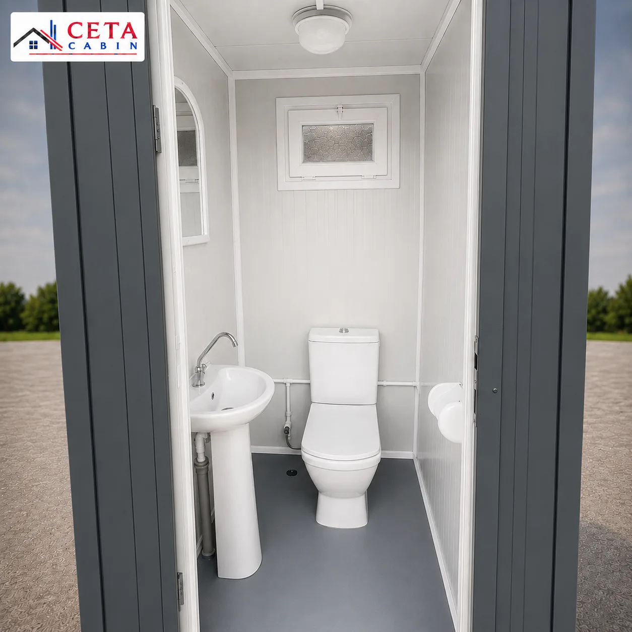 1.43m x 1.43m Single Toilet Cabin-Anthracite - Image 3